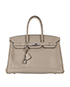 Birkin 35 In Gris Clemence Leather, front view
